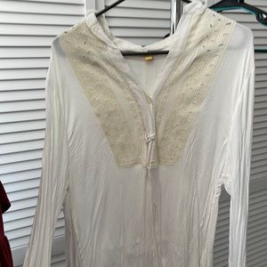 White/cream long sleeved business casual top size 12